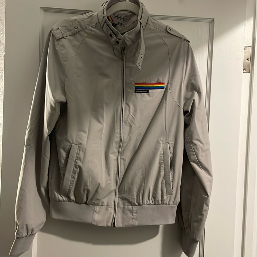 PRIDE!! Light Gray zip up jacket with rainbow pocket